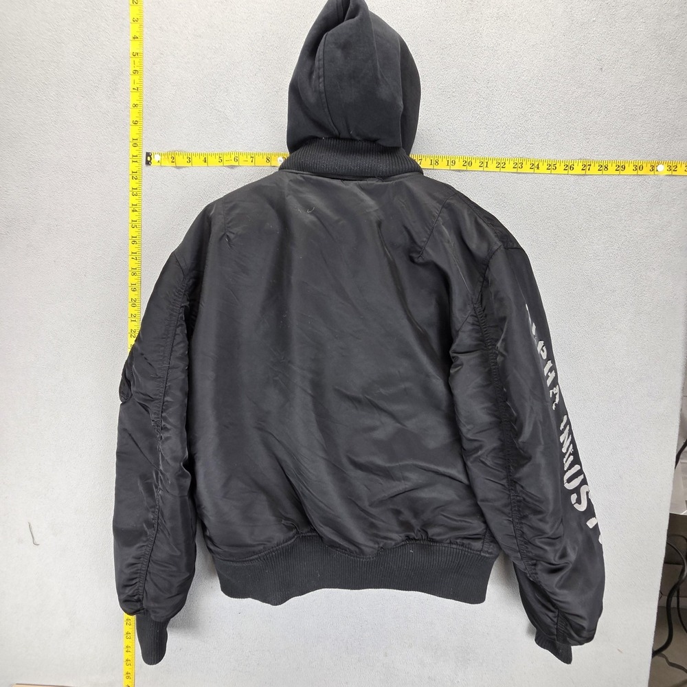 Alpha Industries Jacket Mens XL Black MA-1 D-Tec Hooded Bomber Military Pilot - Picture 2 of 10